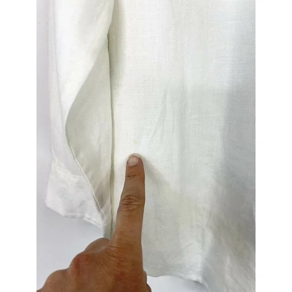 Lauren Ralph Lauren Plus Size 1X Floral Embroidered 100% Linen Button Blouse - Picture 5 of 5